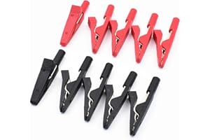 ZHENYU 10Pcs Red and Black Insulated Safety Multimeter Test Leads Alligator Clips Electrical Mini Test Crocodile Clamp Clips with 2mm Banana Jack for 2mm Test Probe & 2mm Banana Plug Connectors