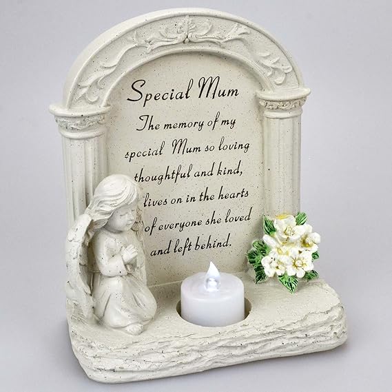 Special Mum Praying Angel With Flickering Tealight Graveside Memorial