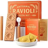 Cooking Gift Set Co. Artisanal Ravioli Maker Press, Wooden Ravioli Mold &amp; Pasta Maker, Ravioli Press, Pasta Cutter Wheel, Ravioli Maker Tool, Guide Pasta Making Tools Set for Homemade Pasta (3 Piece)