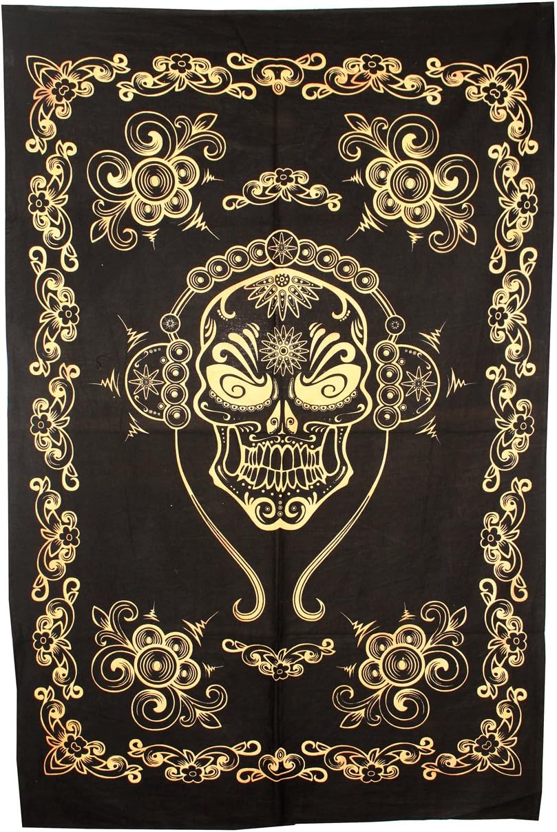 Shubhlaxmifashion Indian Skull Ethinic Table Cover Throw Wall Hanging Art Mandala Poster