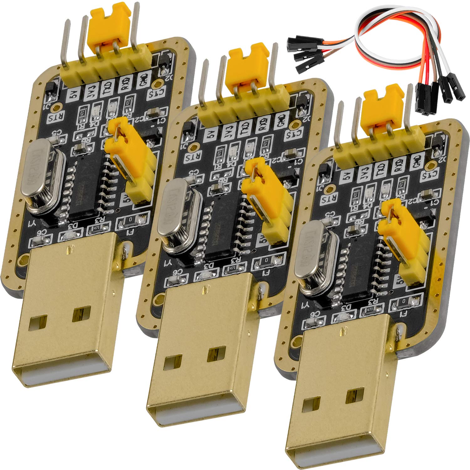 AZDelivery UART-TTL USB Adapter 3.3V 5V CH340G Interface Converter Module, with 20cm Jumper Cable, compatible with Arduino Including E-Book! (Pack of 3)