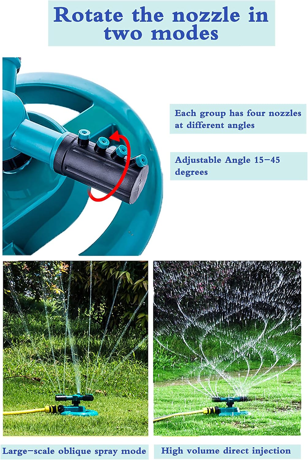 WISDOMWELL Garden Sprinkler Automatic Lawn Water Sprinkler 360 Degree 3 Arm Rotating Sprinklers System for Watering Your Lawn Plants Flowers Veggies and More - Image 4