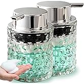 Malachi Foaming Hand Soap Dispenser, Refillable Clear Glass Pump Bottles for Liquid or Lotion, Modern Foam Dispenser for Bathroom, Kitchen, Commercial