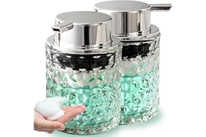 MALACHI Foaming Soap Dispenser，Foaming Hand Soap Dispenser for Bathroom,Refillable Clear Glass Soap Dispenser with Large Pump