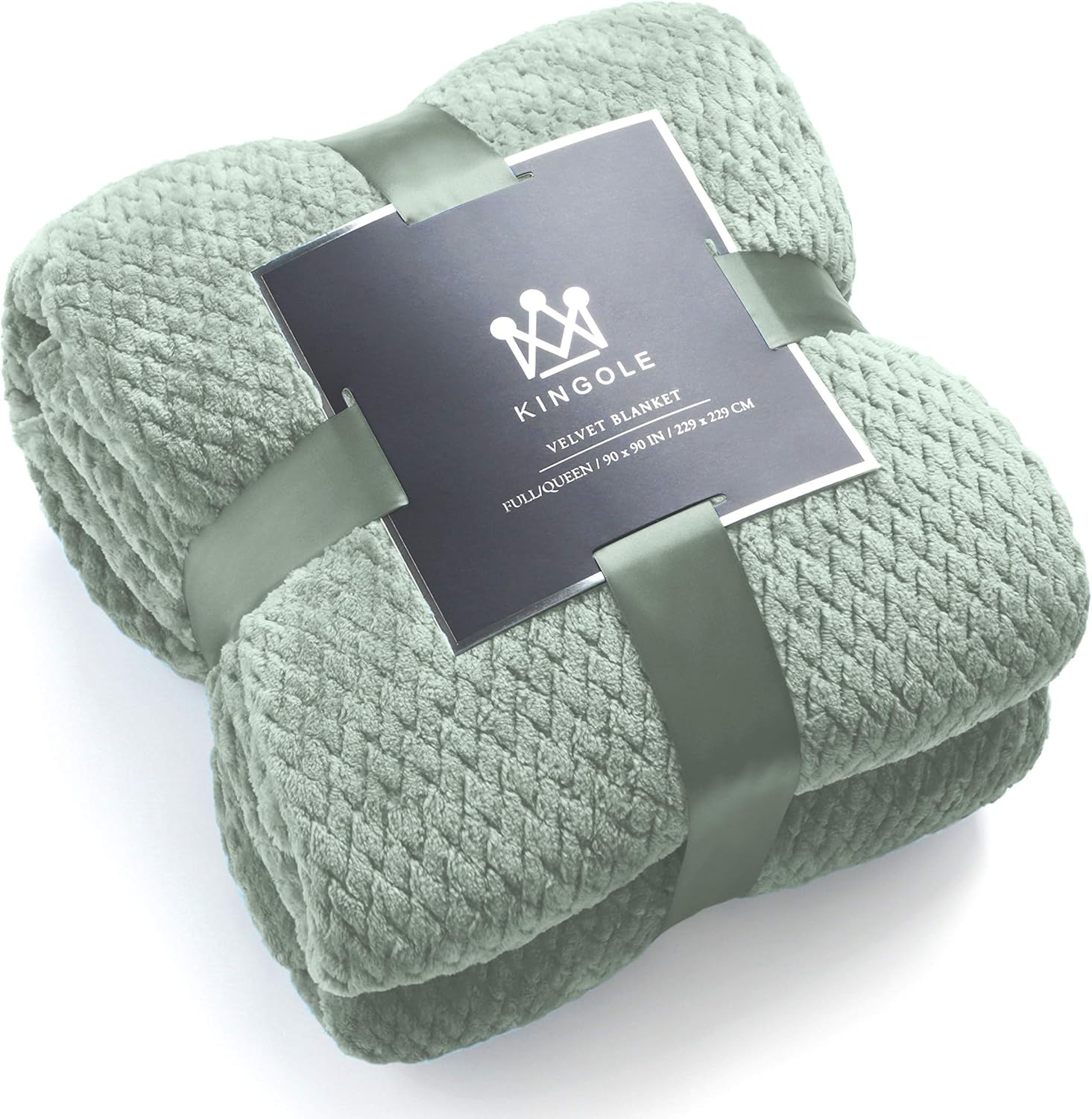 Kingole Flannel Fleece Luxury Throw Blanket, Laurel Green Twin Size Jacquard Weave Pattern Cozy Couch/Bed Super Soft and Warm Plush Microfiber 350GSM (66 x 90 inches): Home & Kitchen