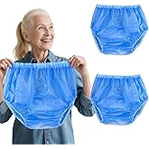 Florith Adult Plastic Pants Waterproof Underwear Diaper Cover for Men and Women - Reusable Incontinence Protective Briefs Leakproof Rubber Pants 2Pcs (Blue, L)
