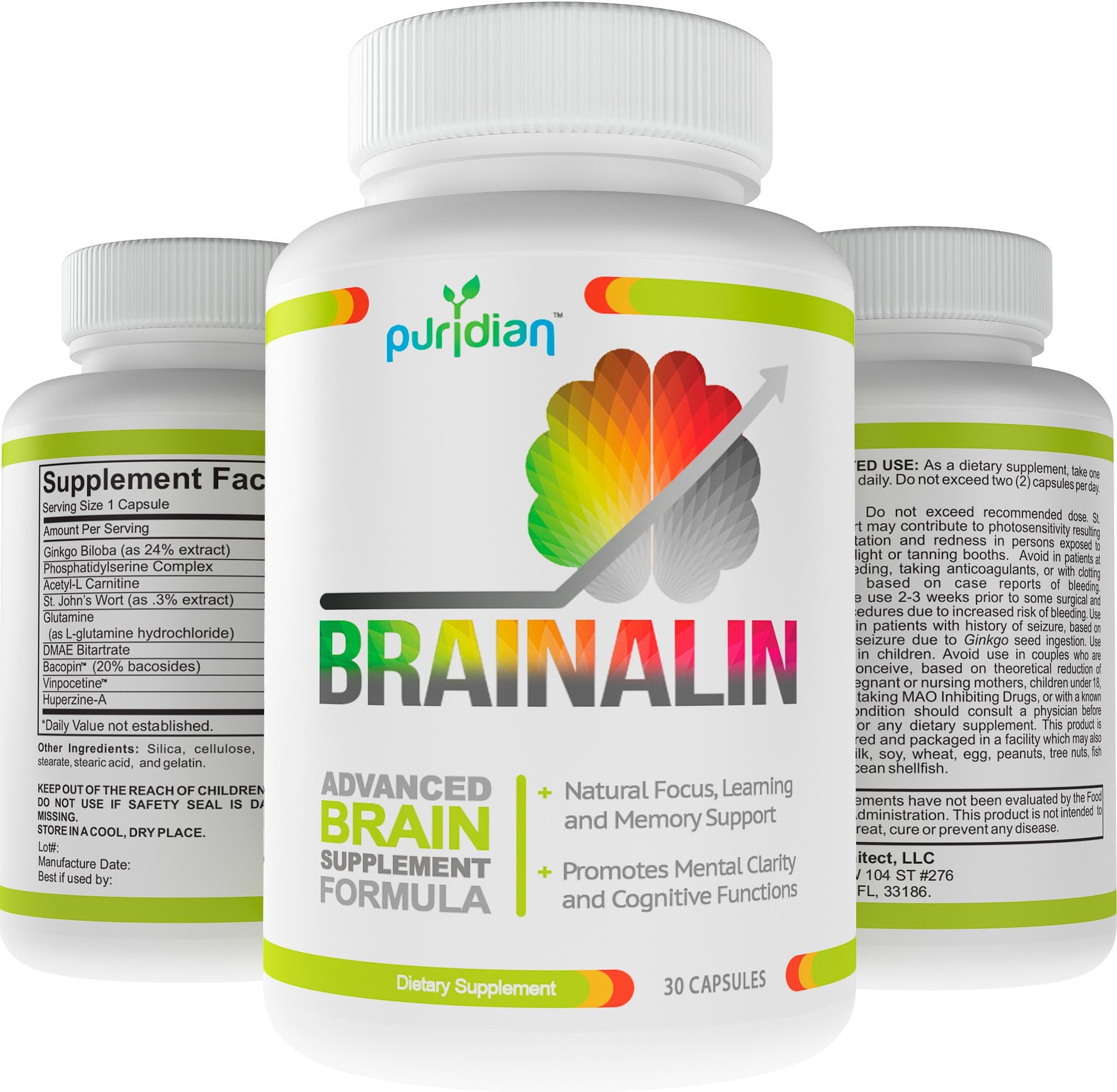 Brain Supplement Nootropics Natural Supplements Brainalin Memory Support and Supercharges Your Memory and Sharpens Your Focus 365 Day 100% Guarantee!