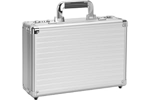 LOCKCURX File Organizer Storage Box - 14.2 x 9.8 x 4.5 Inch Medium, Portable Locking Storage Totes with Dual Combination Locks for Cash, Documents & Valuables - Silver