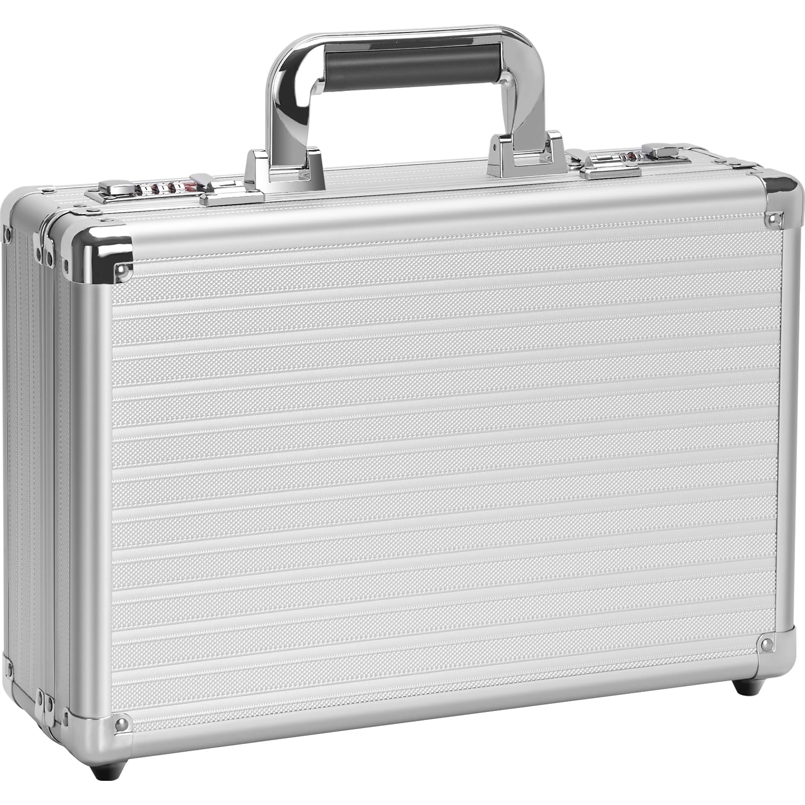 Photo 1 of LOCKCURX File Organizer Storage Box - 14.2 x 9.4 x 4.5 Inch Medium, Portable Locking Storage Totes with Dual Combination Locks for Cash, Documents & Valuables - Silver