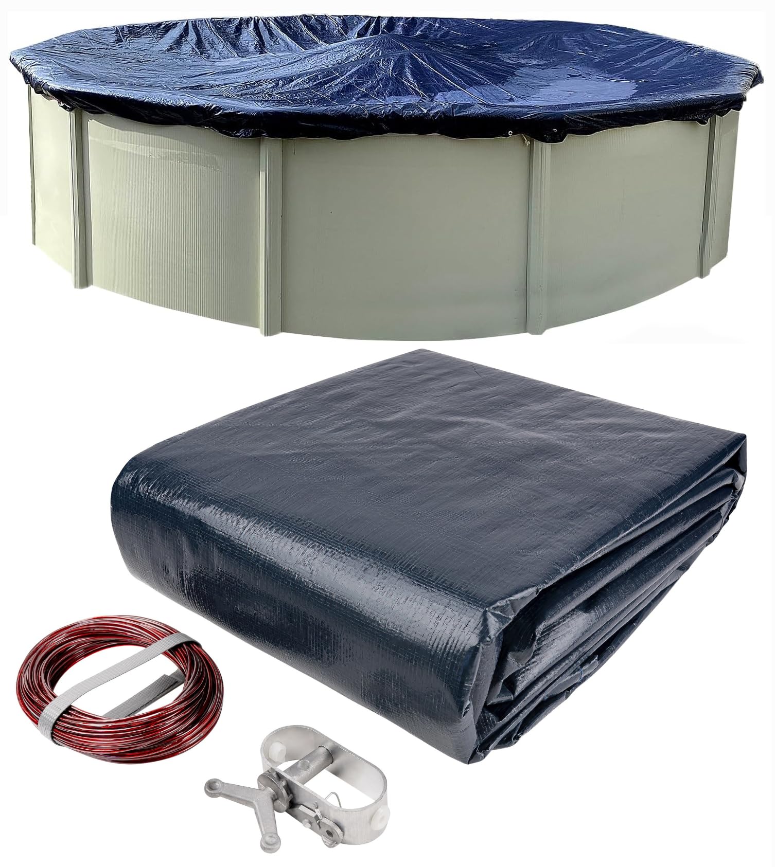 Photo 1 of ** SIMILAR **Winter Block 15’ ft. Round Pool Winter Cover for Above Ground Pools - 8-Year Warranty, Cold and UV Resistant, Weatherproof and Durable, Winch & Cable Included