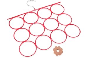 REGAL RHINO Scarf Hanger Organizer, Holder No Snag Closet Space Saver, Multi-Purpose Rubber Coated Steel 12-Ring, Storage Solution for Leggings, Tights, Tank Tops, Bikinis, Sports Bras with Bonus Cedar Ring