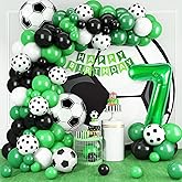 7th Birthday Soccer Balloon Arch,7th Soccer Garland Kit with Green Number 7 Balloon Football Balloons for Boys Kids 7 Birthday Party Decorations