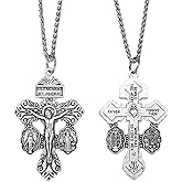 SANDOO Pardon Crucifix Necklace with St Benedict Medal - Cruz Del Perdon Catolica,Crucifijo Del Perdon,Regalo Religioso Católico De Plata Para Hombres Y Mujeres