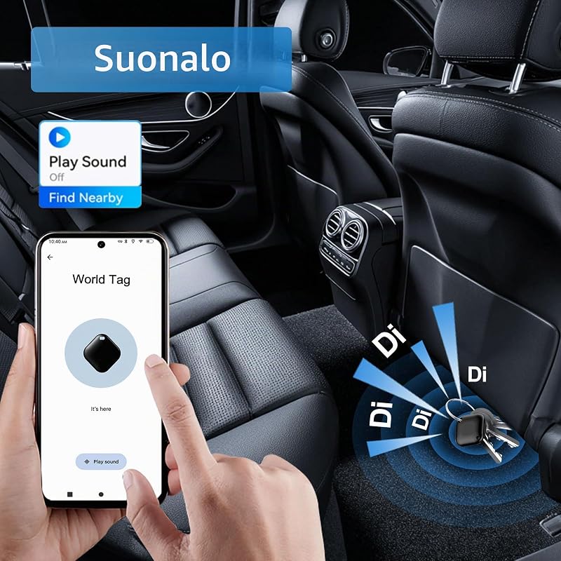Tracker Android Smart Tag, tracker Bluetooth compatibile con Google Find My Hub App (solo Android), localizzatore anti-smarrimento per chiavi, valigie, zaini, borse e altro ancora, nero, confezione da