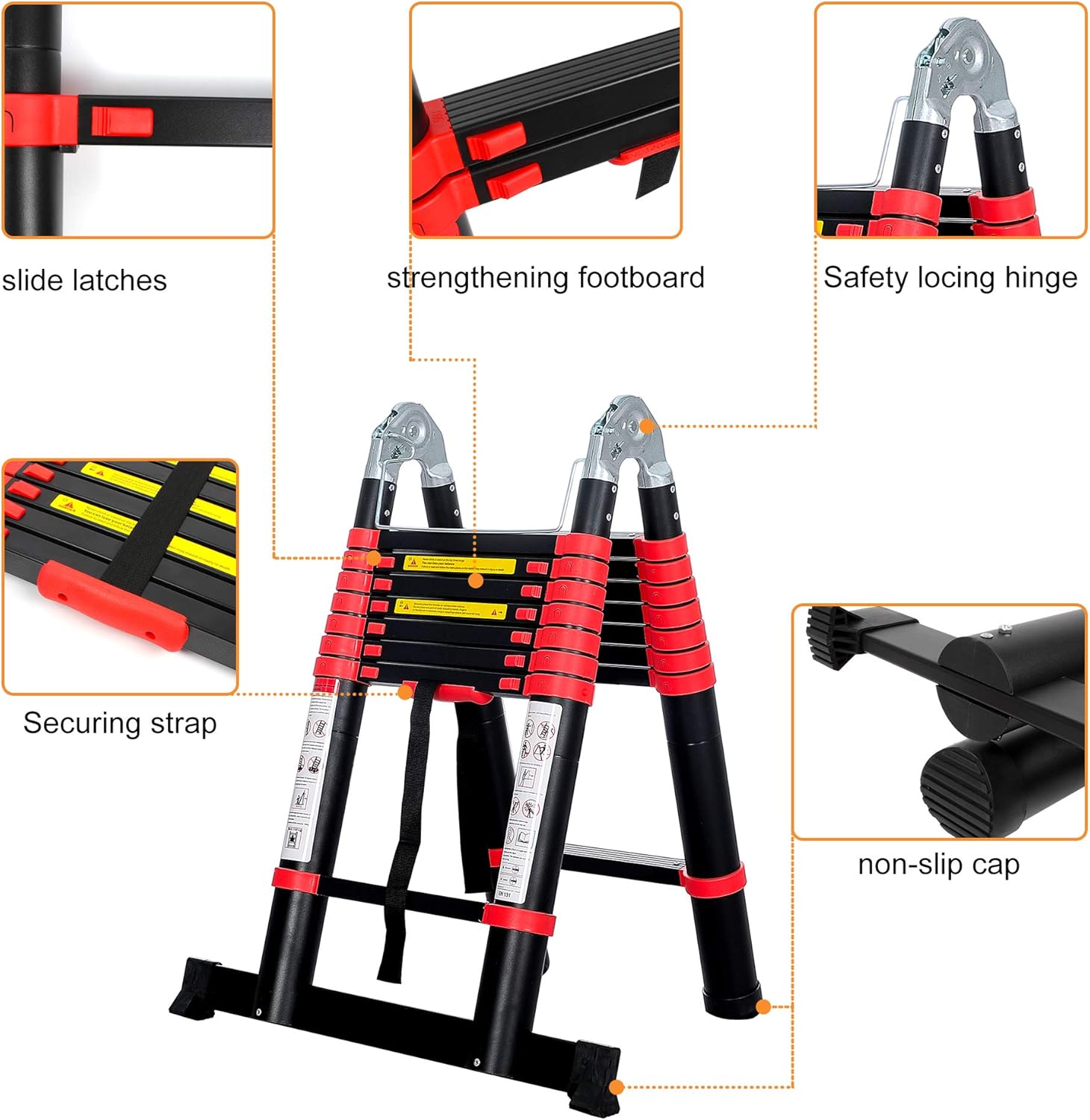 BEETRO 16.5ft Aluminum Telescoping Ladder, A Type Portable Telescopic Extension Ladder for Outdoor Working, Household Use, 330lb Capacity, More Durable and Safer with Balance Rod: Kitchen & Dining