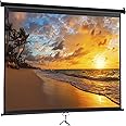 SUPER DEAL 72'' 4:3 HD Projection Screen Foldable Anti-Crease Portable Projector Movie Screen Manual Pull Down for Home Theater Presentation Education Outdoor Indoor Public Display, Black
