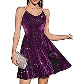 Timormode Women's Sparkly Prom Dress Spaghetti Straps Short A-line Cocktail Dresses Sequin Backless Party Dress