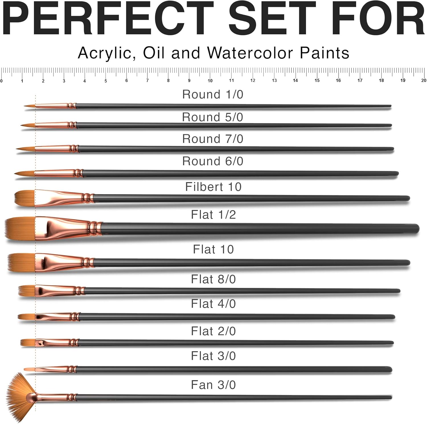 Professional Artist Paint Brush Set of 12 - Painting Brushes Kit for Kids, Adults Fabulous for Canvas, Watercolor & Fabric - for Beginners and Professionals - Great for Water, Oil or Acrylic Painting