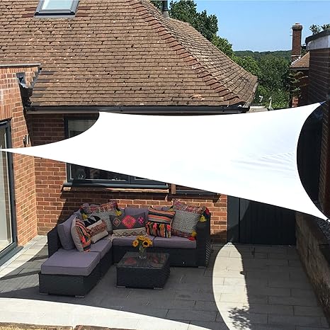 Clara Sonnensegel, hochwertig, 95 % UV-Schutz, wasserfest Reinweiß, Baldachin, Sonnensegel, für Terrasse/Außenbereich/Innenbe