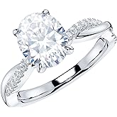 THELANDA Sterling Silver 4-Prong Petite Twisted Vine 1.5CT Oval Cut Genuine Moissanite Engagement Ring Promise Bridal Ring