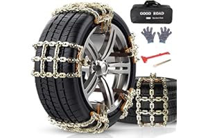 FONESO Snow Chains Car Anti Slip Snow Tire Chains Adjustable Anti-Skid Chains Car Durable Tire Snow Chains for Car/SUV/Trucks (Cross shaped chain)