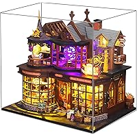 Spilay DIY Miniature Dollhouse Kit,DIY Dollhouse Kit with Wooden Furniture,Dust Proof Cover, Music Box and LED,Handmade Craft