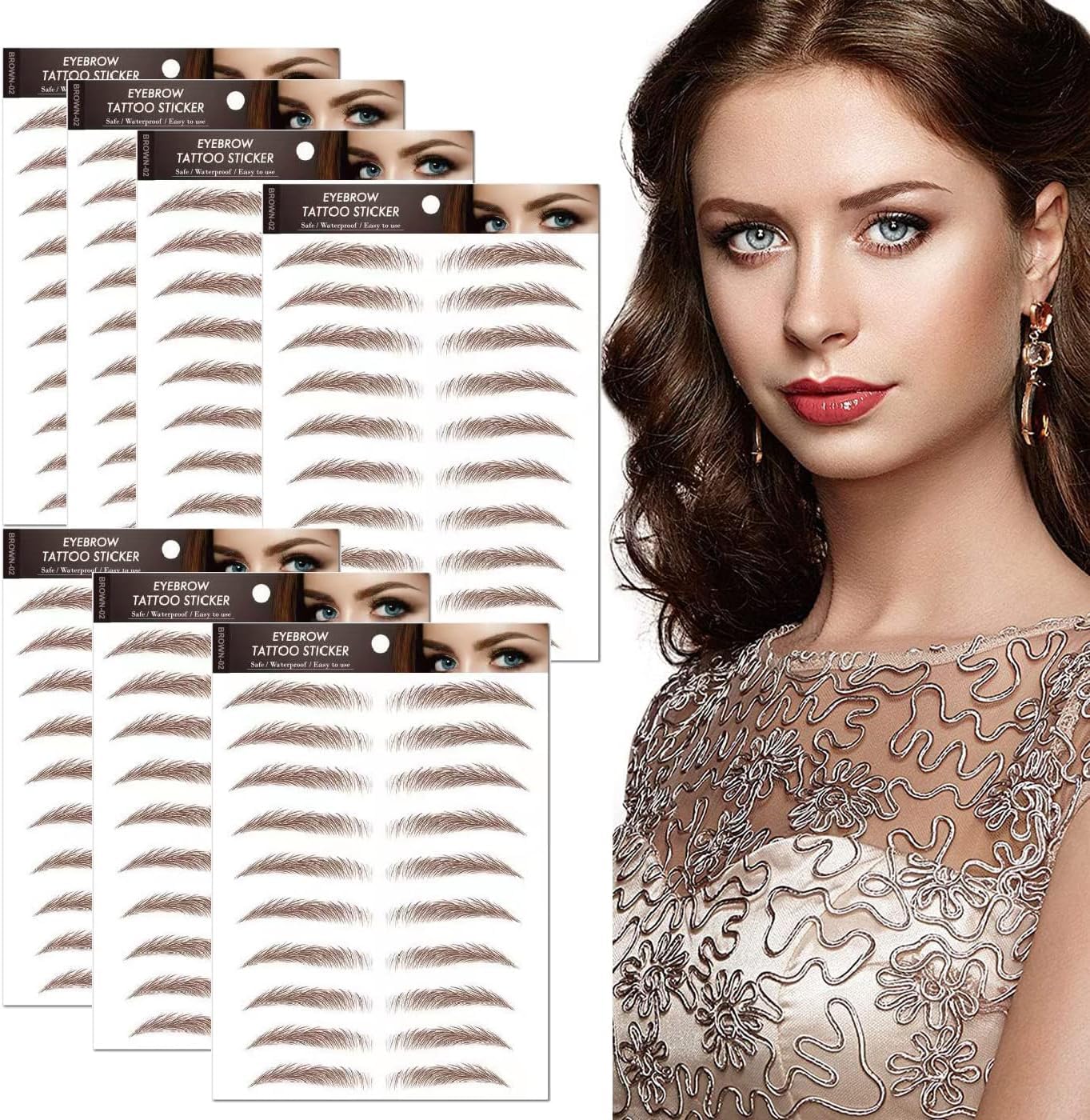 Kyzistn 7Sheets/77Pairs 4D Hair-Like Eyebrow Tattoo Stickers Waterproof Natural Fake Eyebrow Stickers,Long Lasting Eyebrow Grooming Shaping Perfect for Women and Girls (Brown) (Eyebrow-A) — image 1