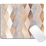 Wknoon Gaming Mouse Pad Custom, Cool Copper and Rose Gold Marble Geometric Diamond Design