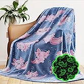 Axolotl Blanket Glow in The Dark for Girls, Cute Axolotl Gifts Toys for Kids Teens Girls Easter, Soft Cozy Plush Fleece Throw Blankets for Couch & Bed Decor, Birthday Gifts 50x60inch