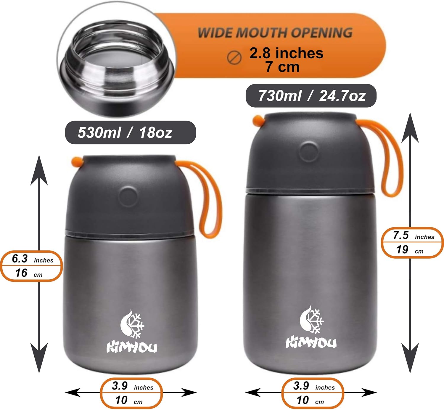 Kimyou food flask 730 ml, Grey, 730ml - Image 5