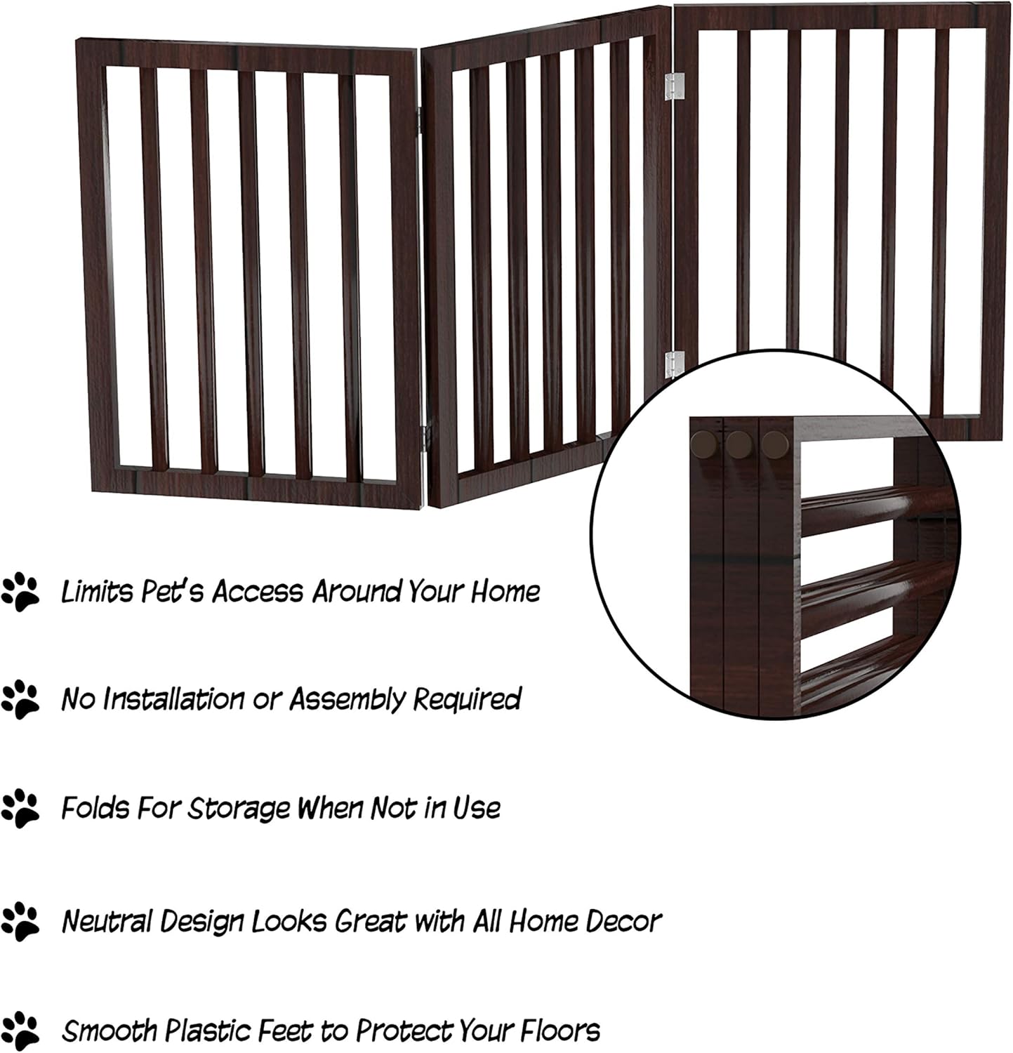 Freestanding Pet Gate 3 Panel Cream : Pet Supplies