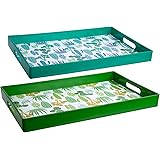 Green Decorative Cactus Tray Set, Set of 2, 16 x 10 inches