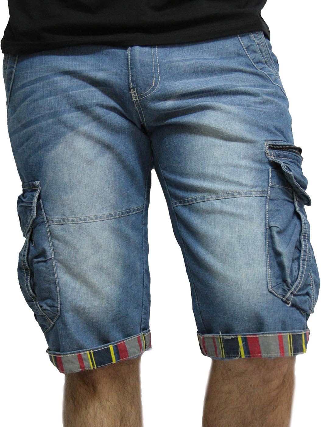 Bermuda Jeans Cargo Style Man Eudipe - Blue, 30 US | Amazon.com