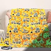 Excavator Blanket Construction Gifts for Kids Glow in The Dark Truck Blanket Soft Tractor Toys Throw Blankets Boys Car Theme Decor Blankets