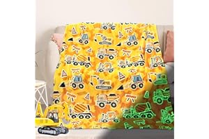 DESKSA Excavator Blanket Construction Gifts for Kids Glow in The Dark Truck Blanket Soft Tractor Toys Throw Blankets Boys Car Theme Decor Blankets