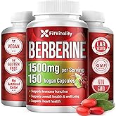 Premium Berberine Supplement, 150 Capsules – 50 Days Supply, 1500mg Berberine Per Serving, Berberine HCI, Made from 100% Pure & Natural Ingredients, Non-GMO, Gluten-Free.