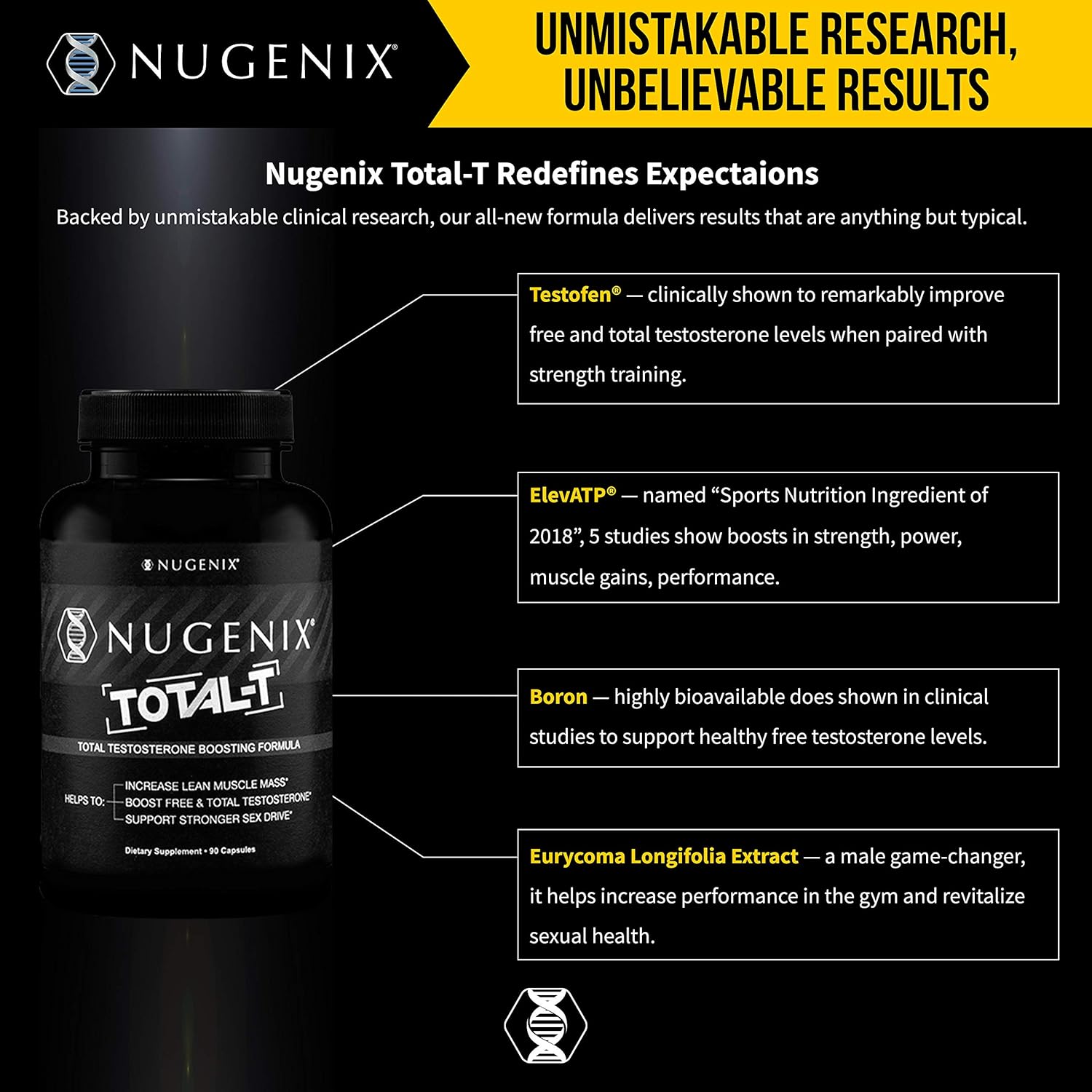 Nugenix Total-T - Total Testosterone Booster for Men - High Bioavailability Testosterone Boosting Ingredients - 90 Count: Health & Personal Care
