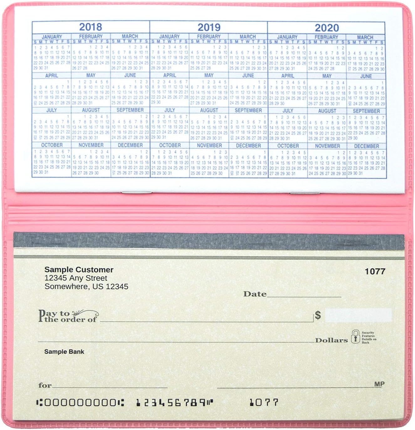 Pink Vinyl Checkbook Cover, Top Tear Personal Vinyl Checkbook Cover
