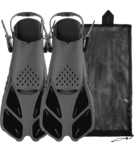 Palmes Courtes Qkurt Premium – Sac Filet + Sangles Supplémentaires, Réglables, Pour Plongée, Apnée, Snorkeling, Natation