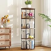 Arbcoler 4 Tier Rotating Bookshelf, 360 ° Display Corner Book Shelf, Stackable Spinning Bookshelf Tower, Narrow Tall Revolving Bookcase, Round Swivel Storage Organizer (Black, 4 Tiers)