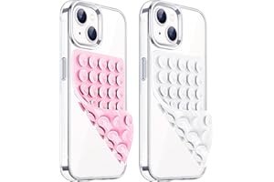 PKYAA 2 Pack Silicone Suction Cup Phone Case Mount Double Sided, Hands-Free Silicon Phone Grip with Higher Suction Power for Selfies and Videos, Non Slip Phone Accessories (LightPink&White)