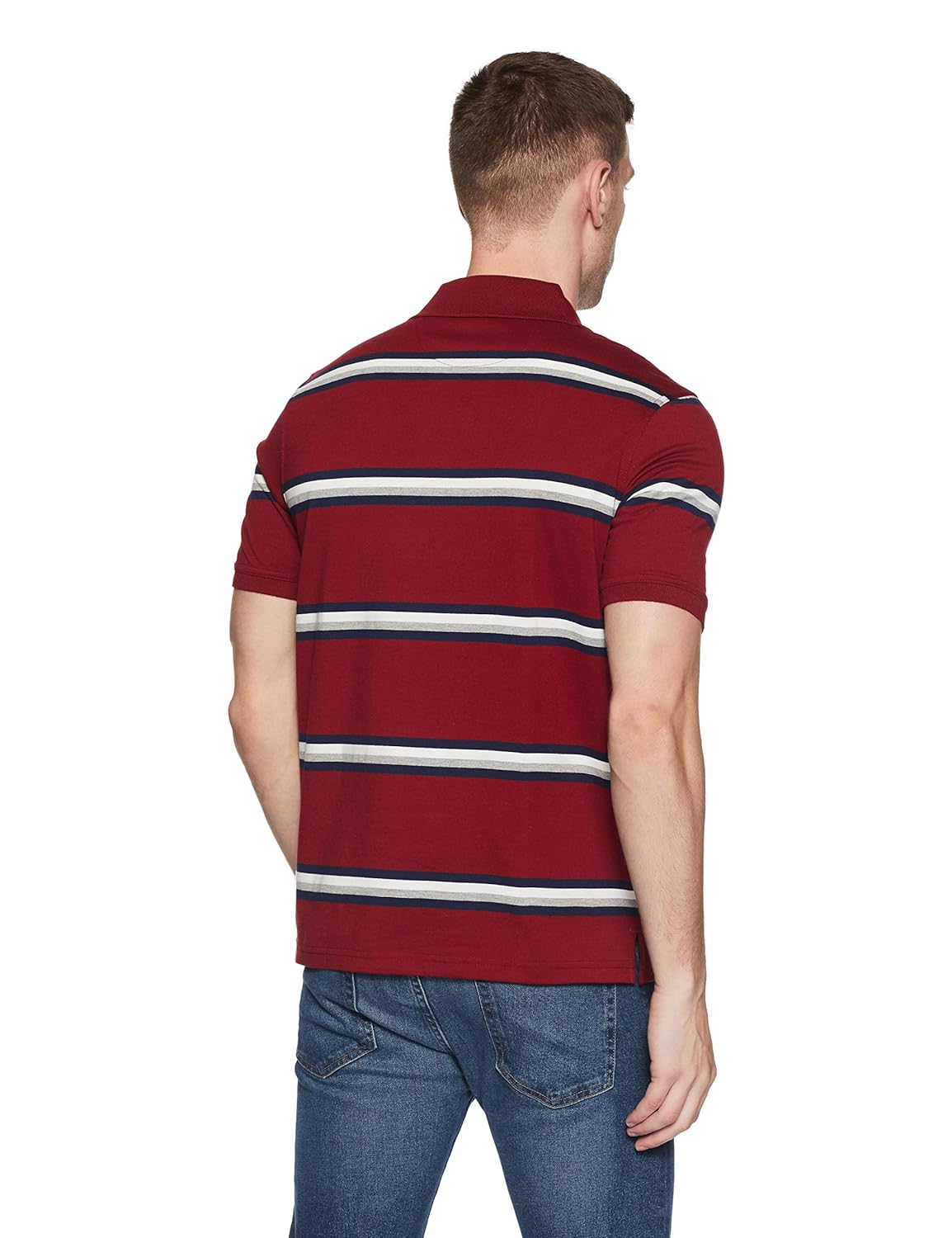 peter england men's striped regular fit polo