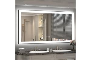 CHARMOR 66x36 Black Framed LED Bathroom Mirror for Wall, Large Lighted Vanity Mirrors, Dimmable, Anti-Fog, Memory, Shatterproof, ETL Listed (Front Lights and Backlit)