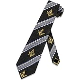 Steven Harris Masonic Tie for Men, Black, Striped, Classic, Freemason Necktie