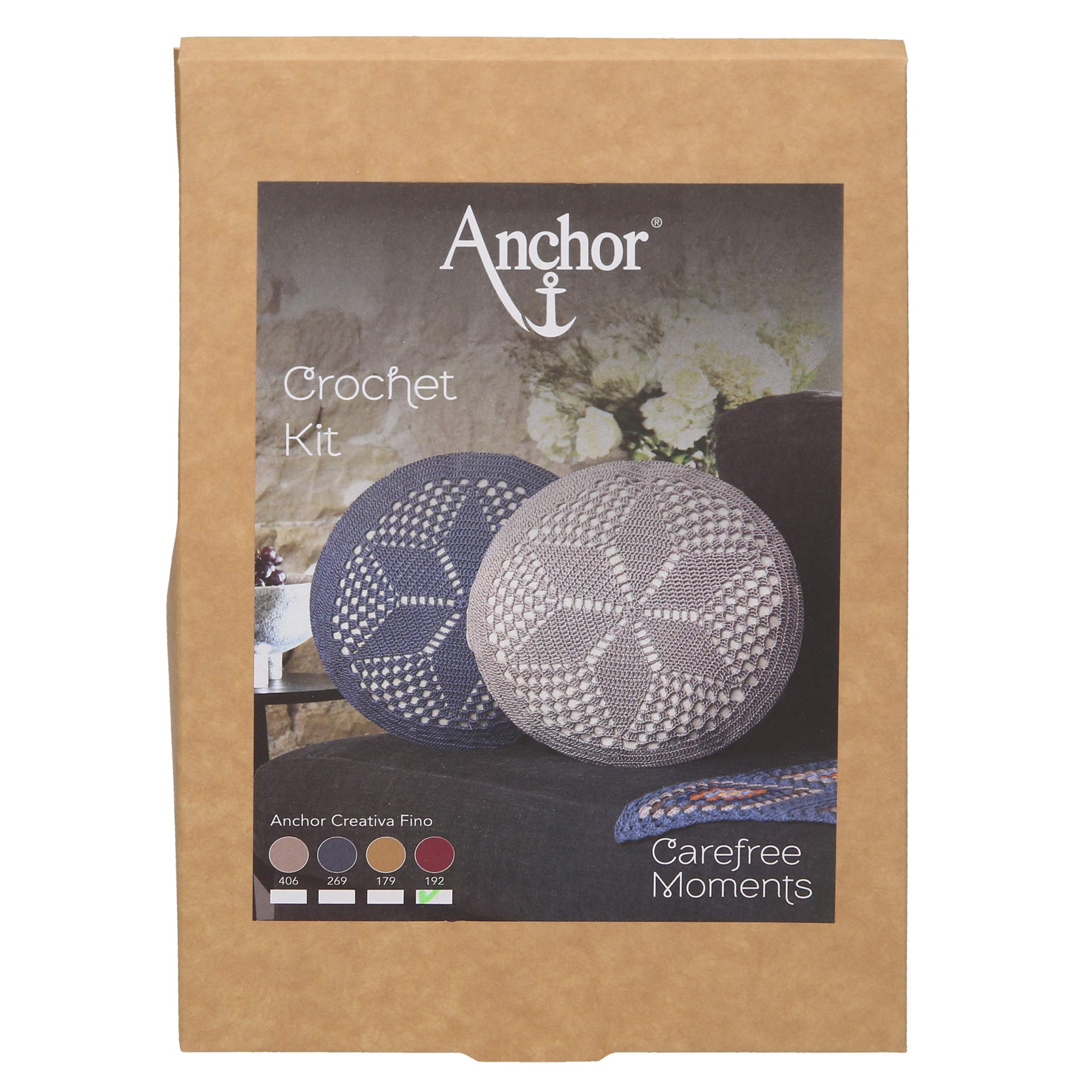 Anchor Crochet Kit: Cushion: Wine, 125m