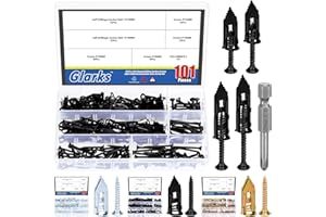 Glarks 201pcs Drywall Self-Drilling Anchors with Screws Set, 100pcs Carbon Steel Hollow Wall Anchor Tapping Screw with 100pcs