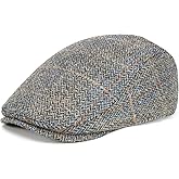 FEINION Men Wool Blend Flat Cap Tweed Newsboy Ivy Hat