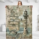 dhakalrlde for Maritime Adventure Throw Blanket - Plush, Soft, Comfy, Lightweight, Warm, Fuzzy, Anti-Pilling Flannel for Couch, Bedroom, Travel, Bed, Living Room - Ideal Nautical Gift 50in×60in