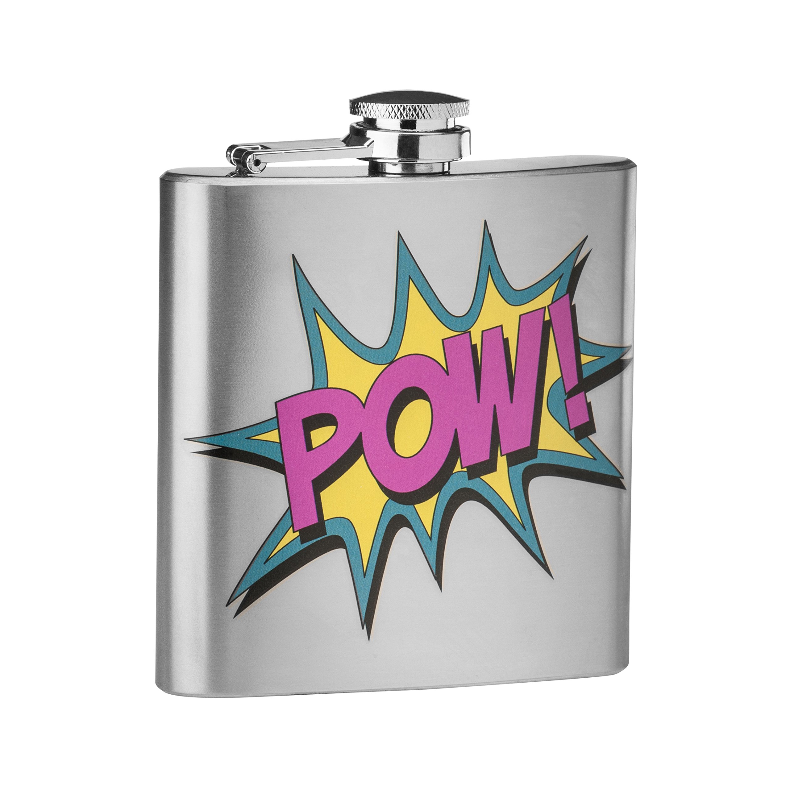Premier Housewares Pow Design Hip Flask, Stainless Steel - 6 oz