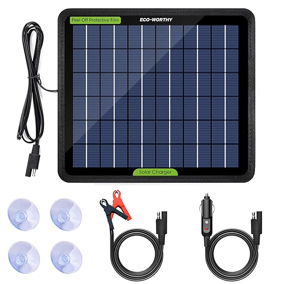 ECOWORTHY 12 Volts 5 Watts Portable Power Solar Panel Battery Charger